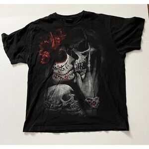 VTG Spiral Direct Grim Reaper Horror T Shirt Sz X-Large Double Sided Big Graphic